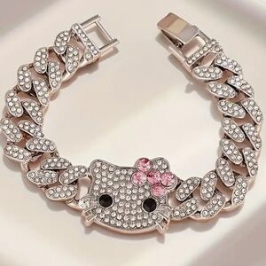 Hello Kitty Silver and Pink Crystal Bracelet